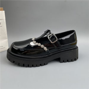 Vintage French Mary Jane Womens Leather Shoes Thick Bottom Slip-On round Toe Fashion Single Shoes Spring Summer New Arrival