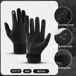 Găng Tay Đi Xe Đạp Mùa Đông Dành Cho Nam Và Nữ Giữ Ấm Chống Nước Chống Gió Tương Thích Với Màn Hình Cảm Ứng Chất Liệu Lông Cừu Có Khóa Kéo Chống Trơn Trượt Đủ Ngón.