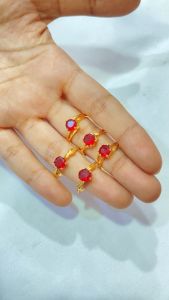 Noin - Cincin Wanita Cincin Lapis Emas Dewasa Mata Batu Merah Kecil C49#