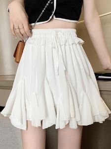 Elastic Waist Pleated Half Skirt Womens Spring Autumn 2025 New plus Size Puffy Leg A-Line Short Skirt Sister Fat MM