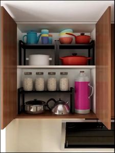 Scalable Kitchen Rack Simple Modern Design Stackable Plate Rack Kitchen Cabinet Shelf Spice Rack Organizers Storage Rack Rak Dapur Rak Rempah