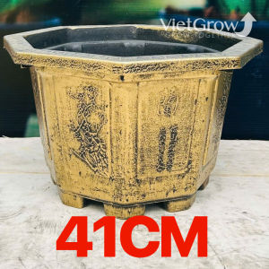 Chậu Nhựa Giả Đồng Bát Giác kích thước Miệng x Cao x Đáy: 41cm x 26cm x 27cm 19 Lít