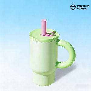 COOKER KING | COOKER KING 810ML 316/304 Stainless Steel + PP Large Capacity Coffee Cup with Straw Insulated Water Bottle Thermos Bottles Cup