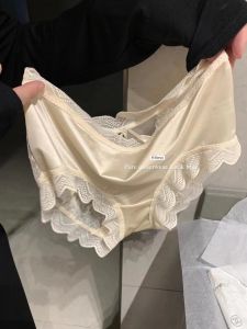 MeTwo Tencel Gold Lace Underwear Womens Thin Cotton Crotch Comfortable Breathable Ice Silk Womens Briefs Summer