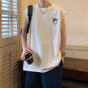 Pure Cotton Sleeveless Basketball Vest Mens Summer Loose Fit Sport Fitness round Neck Casual Online Exclusive Youth Fashion