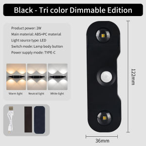 Đèn LED Cảm Biến Cơ Thể Người RGB PIR Đèn Tường Từ Tính Đèn Ngủ USB Có Thể Sạc Lại Để Trang Trí Cầu Thang Trong Nhà Chiếu Sáng Tủ