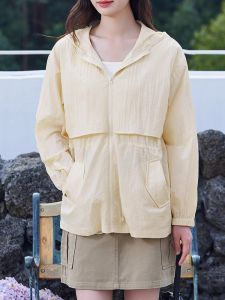 WANGGONGZHU | Princess Style Ice Silk Hooded Sun Protection Jacket Womens Summer Thin Breathable Waist-Cinching Fashionable Casual Top