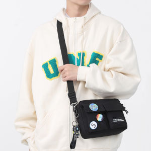 OUDENGPAI | กระเป๋าสะพายข้างผู้ชายแบบลำลอง กระเป๋าใส่โทรศัพท์มือถือ กระเป๋าสะพายข้างแบบสะพายข้าง กระเป๋าสะพายไหล่เดียว กระเป๋าเป้สะพายหลัง กระเป๋าผ้าไนลอนสีพื้น