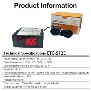 Bộ Điều Khiển Nhiệt Độ Kỹ Thuật Số ETC-512E/ETC-900 Màn Hình LCD Bộ Điều Chỉnh Nhiệt Điện Tử Để Sưởi Ấm Làm Mát Rã Đông -50-105 ℃