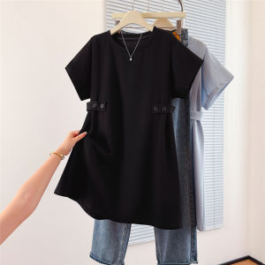 Slim Waist Covering Stomach Short Sleeve T-Shirt Dress