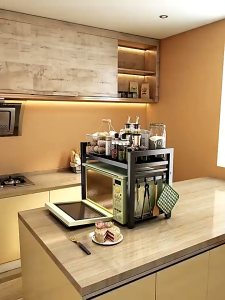 Premium Oven Stand - Thick Steel Frame | Non-Slip Surface | Fits All Microwave Sizes | Free Installation Guide