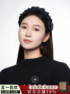 Romantic Artistic Black Pearl Pleated Design Hairband Womens High Forehead Wide Edge Hair Clip Anti-Aging Versatile Headwear