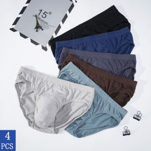 4 Pcs/Lot Mens 100% Cotton Breathable Briefs Comfortable Male Underwear Lingerie Panties Underpants Plue Size Xl -5Xl