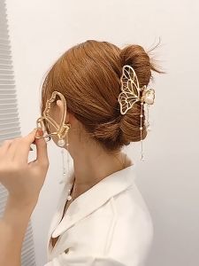 SIGVARD - Jepit Rambut Wanita Korea Model Terbaru Bahan Besi Premium Hiasan Mutiara Dan Pita ACC04