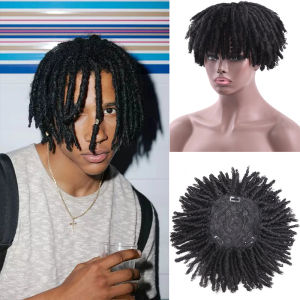 Men Dreadlocks Toupee Wigs Sof Synthetic Closure Wig Handmade Dread Locs Hair Topper Wig for Women