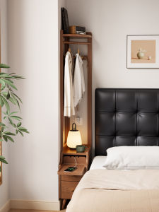 DONGMU | Solid Wood Small Nightstand Narrow Closet Organizer for Bedroom Corner