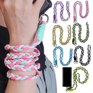 Universal Phone Braided Rope Cross-body Shoulder Lanyard with Patch Anti-lost Neck Wrist Hanging Rope
