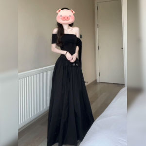 BINKAFENNY | ชุดเดรสสั้นแขนกุดสีดำสไตล์เกาหลีสำหรับผู้หญิงในฤดูร้อน ดีไซน์เก๋ไก๋ เอวสูง กระโปรงยาว ชุดทำงาน ชุดลำลอง