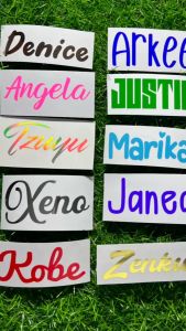 Customize Text Name Decal Stickers Waterproof for Tumbler Flask Laptop Cellphone Motor Mugs Glass Etc.