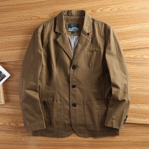 ชุดสูทลำลอง วินเทจส์สไตล์อเมริกัน สำหรับผู้ชาย เสื้อสูท คอปกผ้า ฝ้าย แท้ซักด้วย น้ำได้ สำหรับการเดินทางทำงาน ฤดูใบไม้ ฤดูใบไม้ ร่วงต่อต้าน รีวิว การค้า ต่างประเทศ