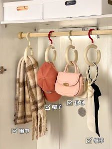 Storage Hanger Rack Bag Holder Clothes Hook Hat Scarf Belt Vest Tie Storage Organizer No Drilling Required Plastic Coated