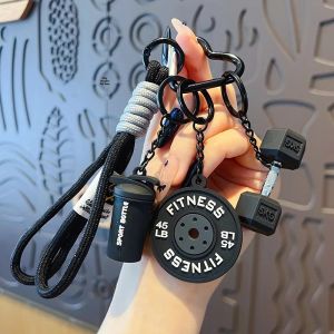 Móc Khóa Tạ Mini Hình Chữ D Mô Phỏng Cốc Nước Móc Khóa Tạ Giả Sáng Tạo Phụ Kiện Trang Trí Túi Xách Chất Liệu Vải Nhẹ Tiện Dụng