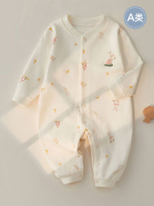 ชุดนอนผ้าฝ้ายแท้สำหรับเด็กแรกเกิด ชุดฤดูใบไม้ผลิและฤดูใบไม้ร่วง ชุดคลุมศีรษะ ชุดคลุมก้นเด็ก ชุดนอนฤดูใบไม้ร่วงสำหรับเด็กแรกเกิด