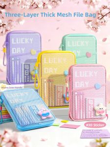 MINGZHUO | High Appearance L-shaped Transparent Zippered Tote A4 File Bag