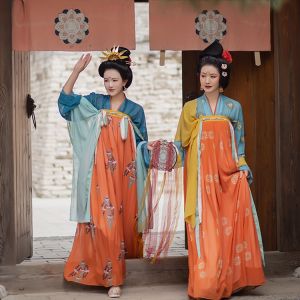 plus Size Tang Dynasty Style Silk Womens Hanfu Summer Slimming Revamped Ancient Fashion Set True Winding Crop Top And Skirt