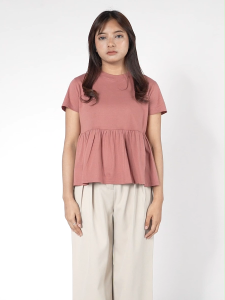 Greenlight Kaos Wanita Lengan Pendek Loose Fit Katun Peplum Moko HP-CG041024