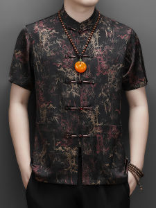 J&FO | Mens Traditional Chinese Style Bamboo Short Sleeve Top Pants Set