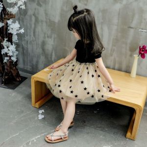 Disney | Summer Toddler Girl Dress Casual Birthday Party Star Shaggy Dress for 2-6Y Kids Princess Star Pattern Tulle Tutu Dress