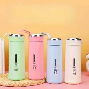 Tumbler Botol Kaca Nice 400ml Dilapisi Karet BPA Free - Tanpa Box