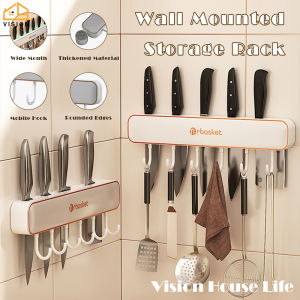 Vision Wall Mounted Kitchen Storage Rack Multifunctional Kitchen Shelf with Knife Holder Household Kitchenware Storage Holders Tool Carrier