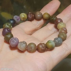 Gegegems Collection premium 10mm multicolor Yanyuan Laughing Buddha bracelet [Natural Crystal]