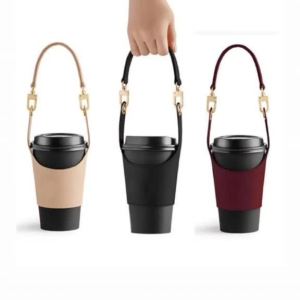 Korean-Style Birthday Gift Ideas | PU-Leather Tumbler & Cup Carrier | Comes in 4 colours to Match Your Daily Drink | Add $1 for Vinyl Sticker Name Printing and Make it Uniquely Yours!