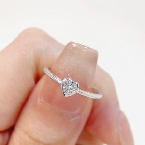 LAZO DIAMOND Mini Heart Diamond Ring in 9k White Gold