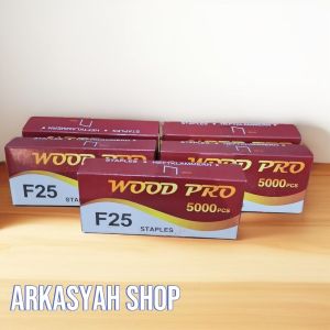 5 PCS WOOD PRO ISI STAPLES MESIN PAKU TEMBAK F25 LURUS MATA AIR NAILER NAIL GUN ANGIN STEPLES F25