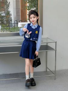 H.S.H Kids | Girls School Uniform Style Rabbit Police Officer Themed Three-Piece Set Dress Spring Autumn New Arrival Childrens Clothing