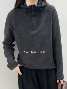 เสื้อสเวตเตอร์คอปกตั้งพร้อมซิปกลางแจ้งแบบอุ่นสบาย ขนแกะผสมขนแกะ ออสเตรเลีย ฮู้ด เสื้อสเวตเตอร์ผู้หญิงฤดูใบไม้ร่วง/ฤดูหนาว