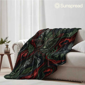 Beast Kingdom | Forest Green Man Folk Soft Warm Flannel Blanket Lightweight Cozy Christmas Halloween Home Decor Room