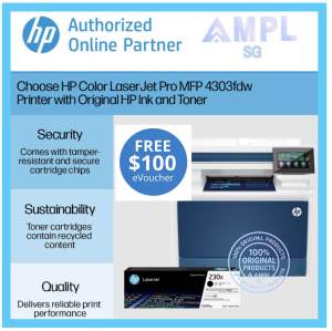 HP Color LaserJet Pro MFP 4303fdw Printer | Free $100eVouchers | Print | Copy | Scan | Fax | Wireless | Automatic Duplex Printing | Single pass duplex scan | 5HH67A | Replacement cartridges HP 230A W2300A/01A/02A/03A | HP 230X W2300X/01X/02X/03X