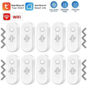 Cảm Biến Rung WiFi Tuya Trắng/Đen Ứng Dụng Cuộc Sống Thông Minh Báo Động Độ Nhạy Thời Gian Thực Có Thể Điều Chỉnh Máy Dò An Ninh Trong Nhà Có Thông Báo Lịch Sử