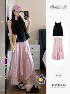 Korean Style Summer Outfit Fashion Doll Shirt Pink Asymmetrical Mini Skirt Two-Piece Set Salt System Ladies Polyester Fiber