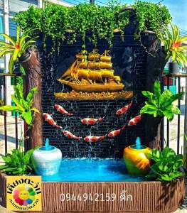 ม่านน้ำตกหินกาบเรือสำเภาขนเงินขนทองน้ำตกหน้าบ้านน้ำตกฮวงจุ้ยน้ำพุ เสริมศิริมงคลแถมฟรีไฟสปอร์ตไลฟ์2ดวงโอ่งน้ำ2ใบตกแต่งต้นไม้ให้ครบจบในที่เดียว