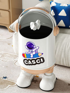 Large Capacity Trash Can for Home Living Room Kitchen Bathroom Space Man Creative Waste Bin with Lid Luxury Style Sliding Cover