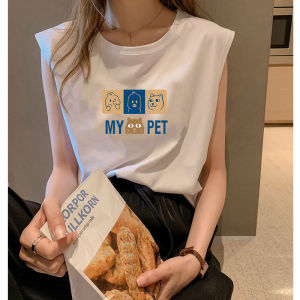 Áo Thun Bóng Rổ Cotton Rộng Rãi Không Tay Nữ Phong Cách BF Thiết Kế Tay Ngắn Thường Ngày Mùa Hè 2025 Màu Trơn in Họa Tiết