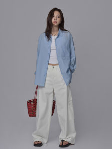 White Straight Leg Casual Jeans Womens Summer Loose Workwear Long Pants Sixi Home American Balla Street Style High Waist Jeans