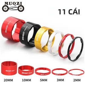 MUQZI 11 Chiếc Xe Đạp Tai Nghe Vòng Đệm Bộ Hợp Kim Nhôm Miếng Đệm Cho Ống Dĩa 2/3/5/10/15/20mm - MTB Thân Miếng Đệm Tương Thích