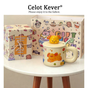 Cute Ceramic Mug With Lid And Spoon